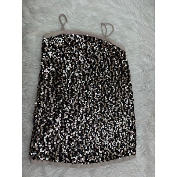 House of Harlow X Revolve Kristian Sequin Mini Dress Nude Black Size M - Picture 3 of 16